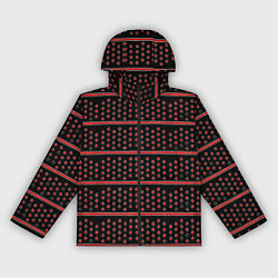Ветровка с капюшоном женская Красные круги и полосы, цвет: 3D-черный