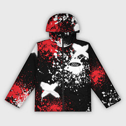 Ветровка с капюшоном женская Форд на фоне граффити и брызг красок, цвет: 3D-черный