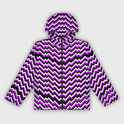Ветровка с капюшоном женская Фиолетовые и белые ломаные линии, цвет: 3D-черный