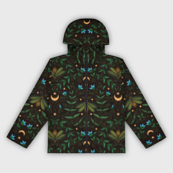 Ветровка с капюшоном женская Ночь, луна и мотыльки - паттерн, цвет: 3D-черный