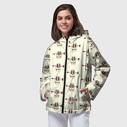 Ветровка с капюшоном женская Узор из пробитого стрелой черепа, цвет: 3D-черный — фото 2