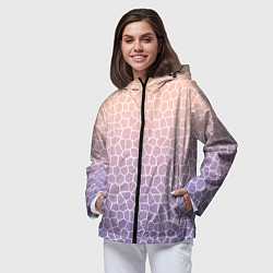 Ветровка с капюшоном женская Паттерн мозаика светло-сиреневый, цвет: 3D-черный — фото 2