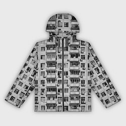 Ветровка с капюшоном женская Панелька в черно-белых тонах, цвет: 3D-черный