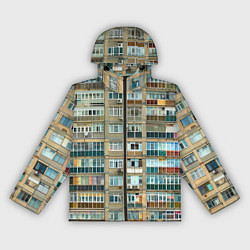 Ветровка с капюшоном женская Панельный дом, цвет: 3D-черный