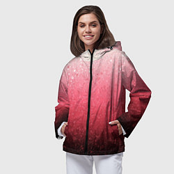 Ветровка с капюшоном женская Градиент розово-чёрный брызги, цвет: 3D-черный — фото 2