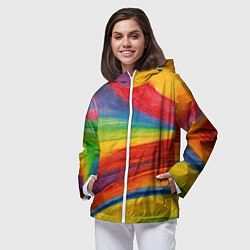 Ветровка с капюшоном женская Рисунок масляной пастелью, цвет: 3D-белый — фото 2