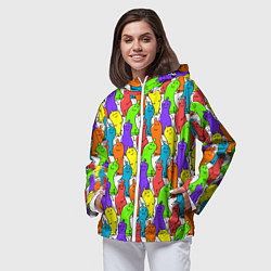 Ветровка с капюшоном женская Весёлые цветные презервативы, цвет: 3D-белый — фото 2