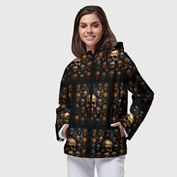 Ветровка с капюшоном женская Склеп с черепами, цвет: 3D-черный — фото 2
