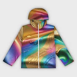 Ветровка с капюшоном женская Жидкий радужный металл, цвет: 3D-белый