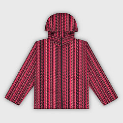 Ветровка с капюшоном женская Красно-розовый искажённые полосы, цвет: 3D-черный