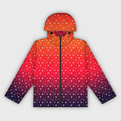 Ветровка с капюшоном женская Градиент оранжево-фиолетовый со звёздочками, цвет: 3D-черный