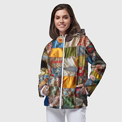 Ветровка с капюшоном женская Patchwork - ai art, цвет: 3D-белый — фото 2