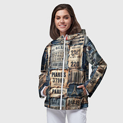 Ветровка с капюшоном женская Пэчворк джинсы из Парижа, цвет: 3D-белый — фото 2