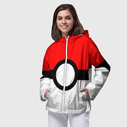 Ветровка с капюшоном женская Pokeball texture, цвет: 3D-белый — фото 2