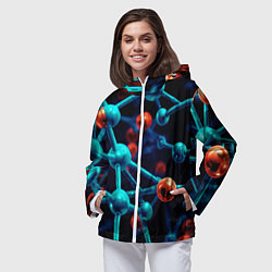 Ветровка с капюшоном женская Молекулы под микроскопом, цвет: 3D-белый — фото 2