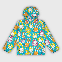 Ветровка с капюшоном женская Разноцветные зайцы, цвет: 3D-белый