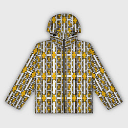 Ветровка с капюшоном женская Жёлтые и белые кирпичики на белом фоне, цвет: 3D-черный