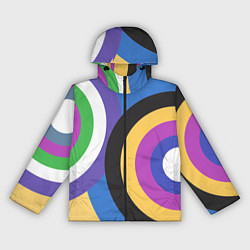 Ветровка с капюшоном женская Разноцветные круги, абстракция, цвет: 3D-черный
