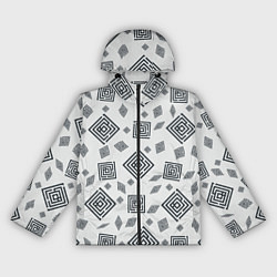 Ветровка с капюшоном женская Ромб лабиринт паттерн, цвет: 3D-черный