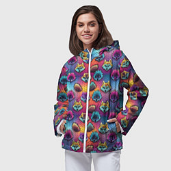 Ветровка с капюшоном женская Furry color anime faces, цвет: 3D-белый — фото 2