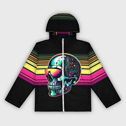 Ветровка с капюшоном женская Cyber skull - ai art fantasy, цвет: 3D-белый