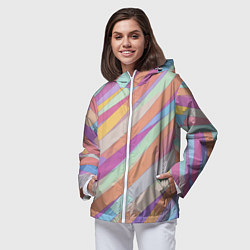 Ветровка с капюшоном женская Пастельная диагональ аниме, цвет: 3D-белый — фото 2