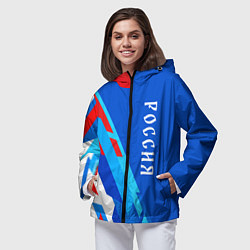 Ветровка с капюшоном женская Абстрактный триколор Россия, цвет: 3D-черный — фото 2