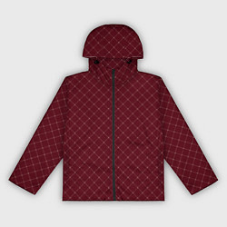 Ветровка с капюшоном женская Тёмный красный паттерн сетка, цвет: 3D-черный