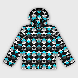 Ветровка с капюшоном женская Синий с черным и белым геометрический узор, цвет: 3D-черный