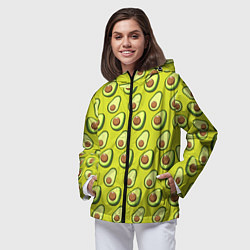 Ветровка с капюшоном женская Паттерн с половинкой авокадо, цвет: 3D-черный — фото 2