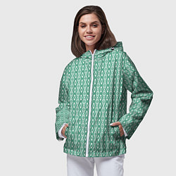 Ветровка с капюшоном женская Ажурный светло-зелёный, цвет: 3D-белый — фото 2