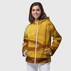Ветровка с капюшоном женская Золотая поверхность с волнами и рябью, цвет: 3D-белый — фото 2