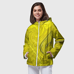 Ветровка с капюшоном женская Желтая абстракция, цвет: 3D-белый — фото 2