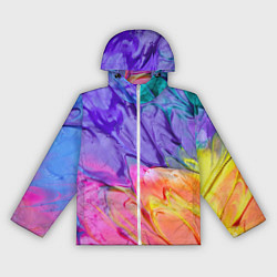 Ветровка с капюшоном женская Красочные разводы гуашью, цвет: 3D-белый