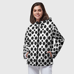 Ветровка с капюшоном женская Гороховый тренд черный на белом фоне, цвет: 3D-черный — фото 2