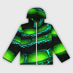 Ветровка с капюшоном женская Зеленая змеиная абстрактная текстура, цвет: 3D-белый
