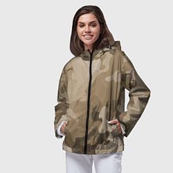 Ветровка с капюшоном женская Камуфляж сепия, цвет: 3D-черный — фото 2