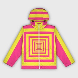 Ветровка с капюшоном женская Желтые квадраты трансформация, цвет: 3D-белый