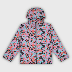 Ветровка с капюшоном женская Неоновый пиксельный камуфляжный паттерн, цвет: 3D-черный