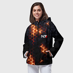 Ветровка с капюшоном женская N7 mass effect logo, цвет: 3D-черный — фото 2