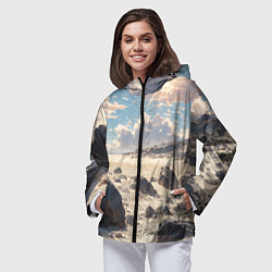 Ветровка с капюшоном женская Аниме пляж, цвет: 3D-черный — фото 2