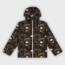 Ветровка с капюшоном женская Черепа и узоры лакшери, цвет: 3D-белый