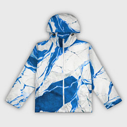 Ветровка с капюшоном женская Бело-синий мрамор, цвет: 3D-белый