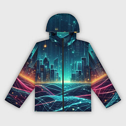 Ветровка с капюшоном женская Metropolis - vaporwave neon glow, цвет: 3D-черный