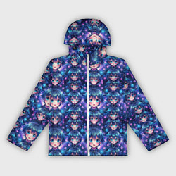Ветровка с капюшоном женская Аниме персонаж с синими волосами, цвет: 3D-белый