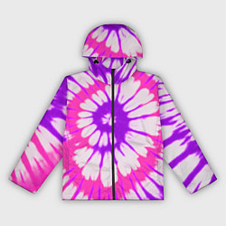 Ветровка с капюшоном женская Тай дай розовый с фиолетовым, цвет: 3D-черный