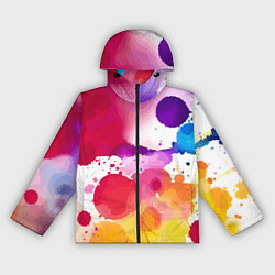 Ветровка с капюшоном женская Яркие абстрактные акварельные кляксы - нейросеть, цвет: 3D-черный