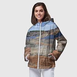 Ветровка с капюшоном женская Карьер Уральский марс, цвет: 3D-белый — фото 2