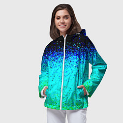 Ветровка с капюшоном женская Пикселизация неоновых цветов, цвет: 3D-белый — фото 2