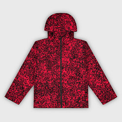 Ветровка с капюшоном женская Ярко-розовый в чёрную текстурированную полоску, цвет: 3D-черный